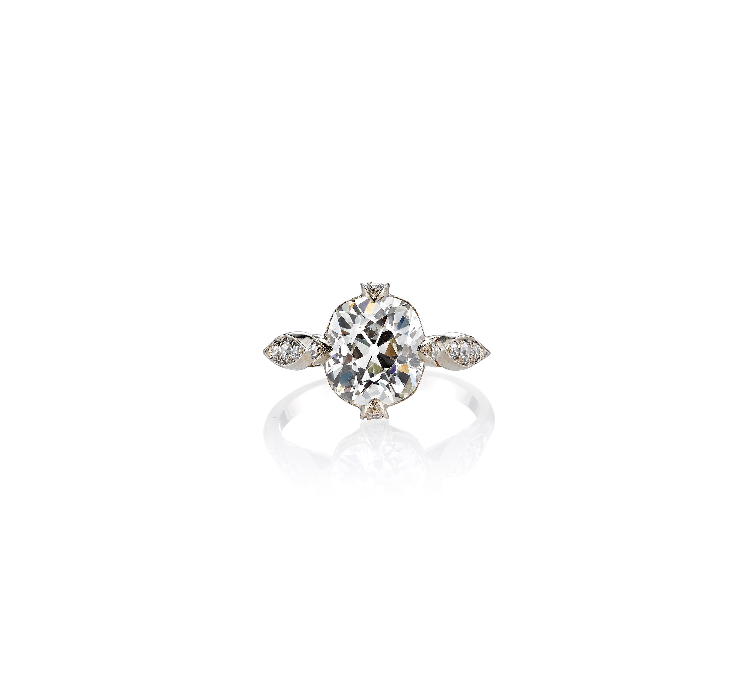 Cushion Cut Diamond Engagement Rings | Martha Stewart Weddings For Current Champagne And White Diamond Quilted Anniversary Rings In White Gold (View 15 of 25)