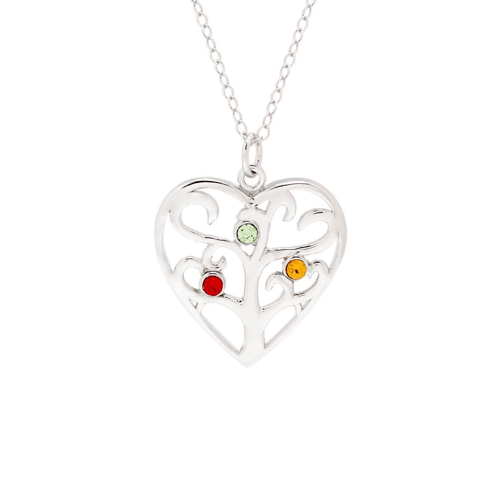 Custom 3 Birthstone Heart Family Tree Necklace | Cute Ideas | Family Intended For Latest Family Tree Heart Pendant Necklaces (View 6 of 25)