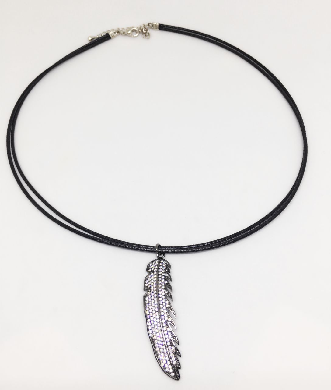 "dawn" Feather Leather Necklace For Most Recently Released Black Leather Feather Choker Necklaces (View 8 of 25)