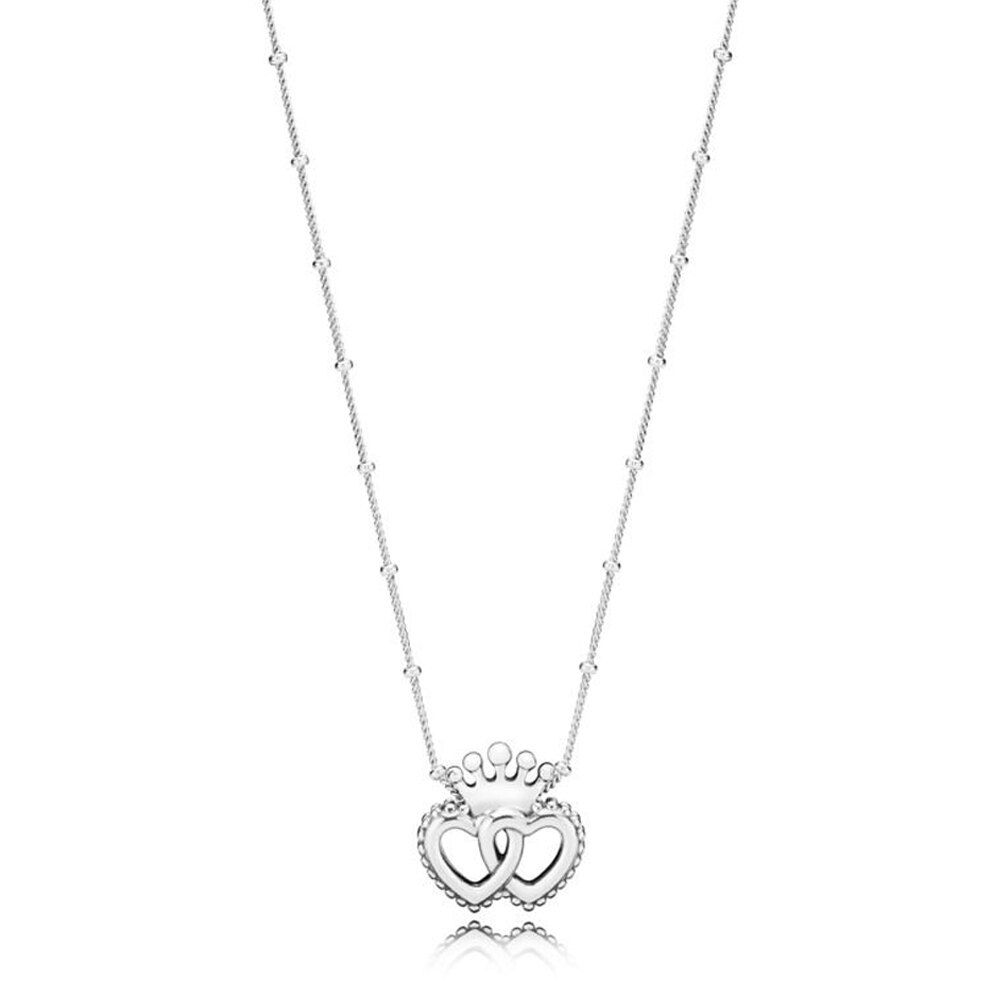 Detail Feedback Questions About Fahmi 100% 925 Sterling Silver Rose For Latest Crown & Interwined Hearts Pendant Necklaces (View 5 of 25)