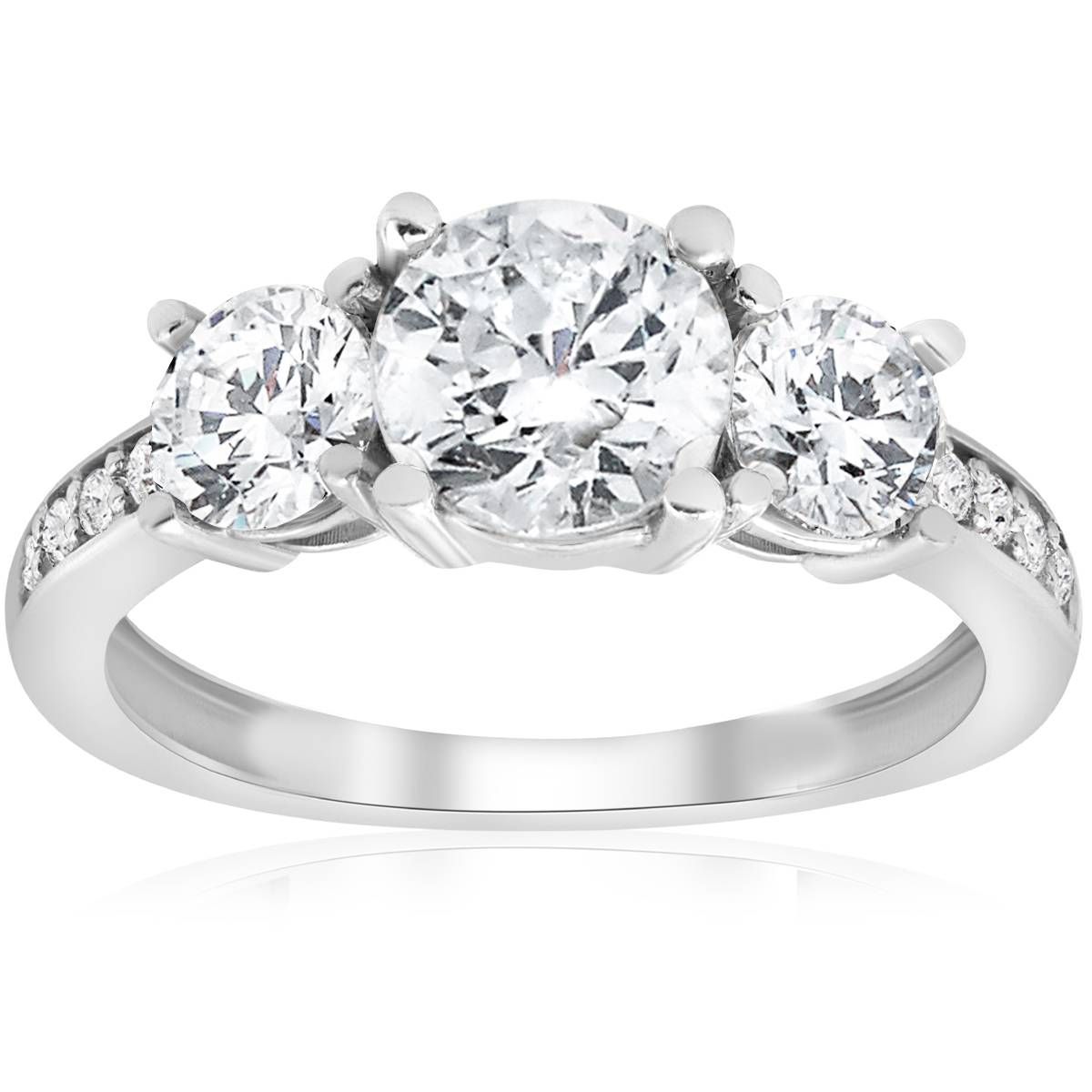 Details About 2 Ct Twd Three Stone Diamond Engagement Ring 14k White Gold  Anniversary Band Pertaining To Recent Diamond Accent Five Stone &quot;s&quot; Anniversary Bands In White Gold (View 13 of 25)