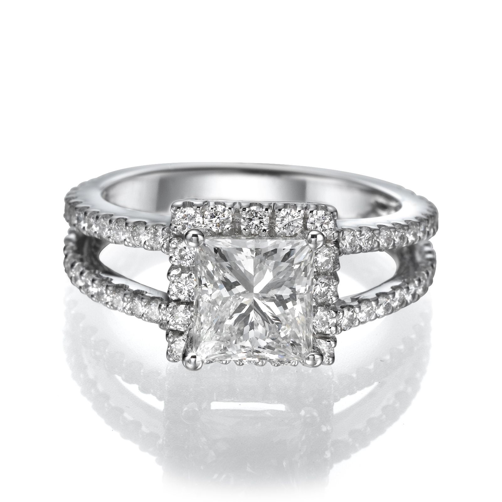 Details About Diamond Ring Halo Vs1 Princess Cut  (View 20 of 25)