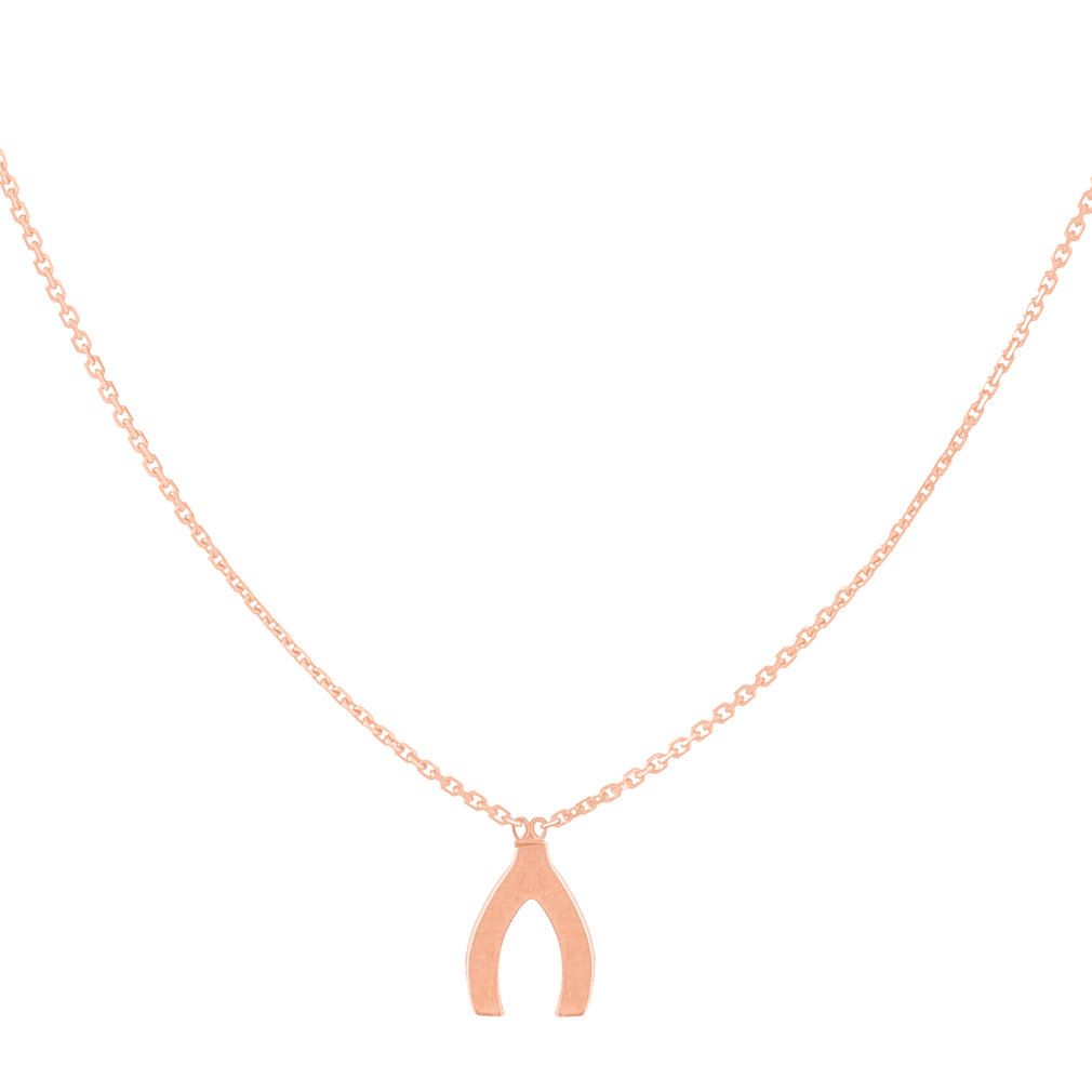 Details About East2west 14k Rose Gold Mini Wishbone Necklace Adjustable  Length Regarding Most Popular Polished Wishbone Necklaces (View 12 of 25)