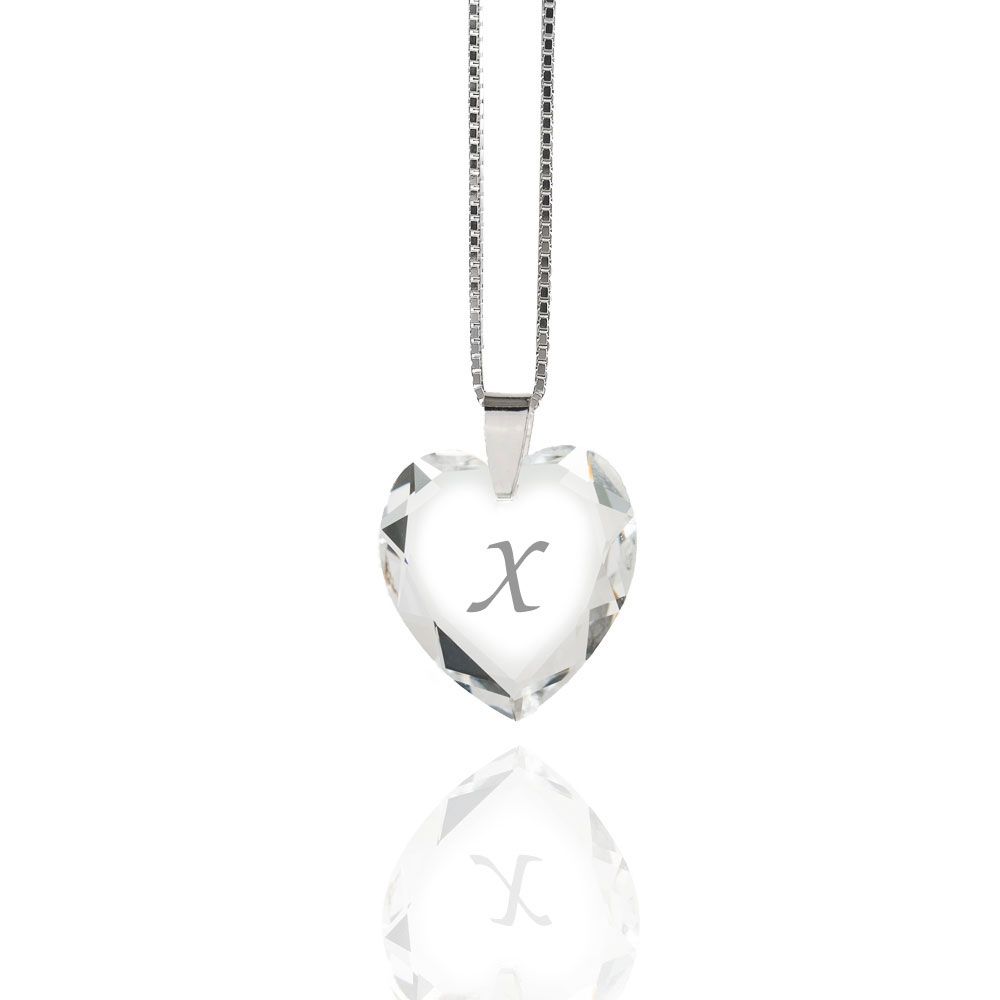 Details About Necklace 925 Silver Made With Swarovski Elements Heart , Free  Letter Selection Inside 2019 Letter Y Alphabet Locket Element Necklaces (View 12 of 25)