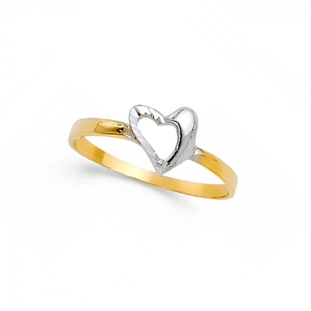 Details About Solid 14k Yellow & White Gold Open Heart Ring Love Band  Polished Fancy Two Tone Throughout Most Recent Polished Heart Open Rings (View 11 of 25)