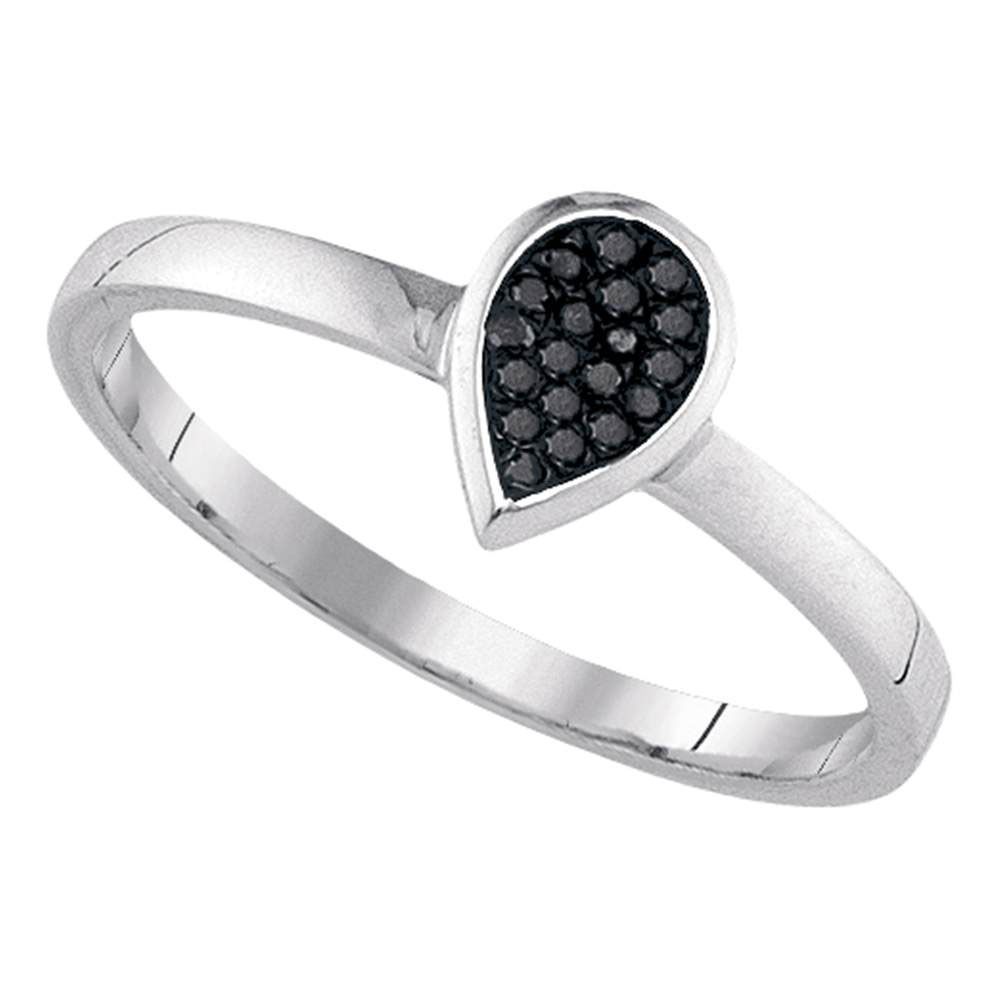 Details About Sterling Silver Womens Round Black Color Enhanced Diamond  Teardrop Cluster Ring Within Most Recently Released Enhanced Black And White Diamond Anniversary Bands In Sterling Silver (View 21 of 25)