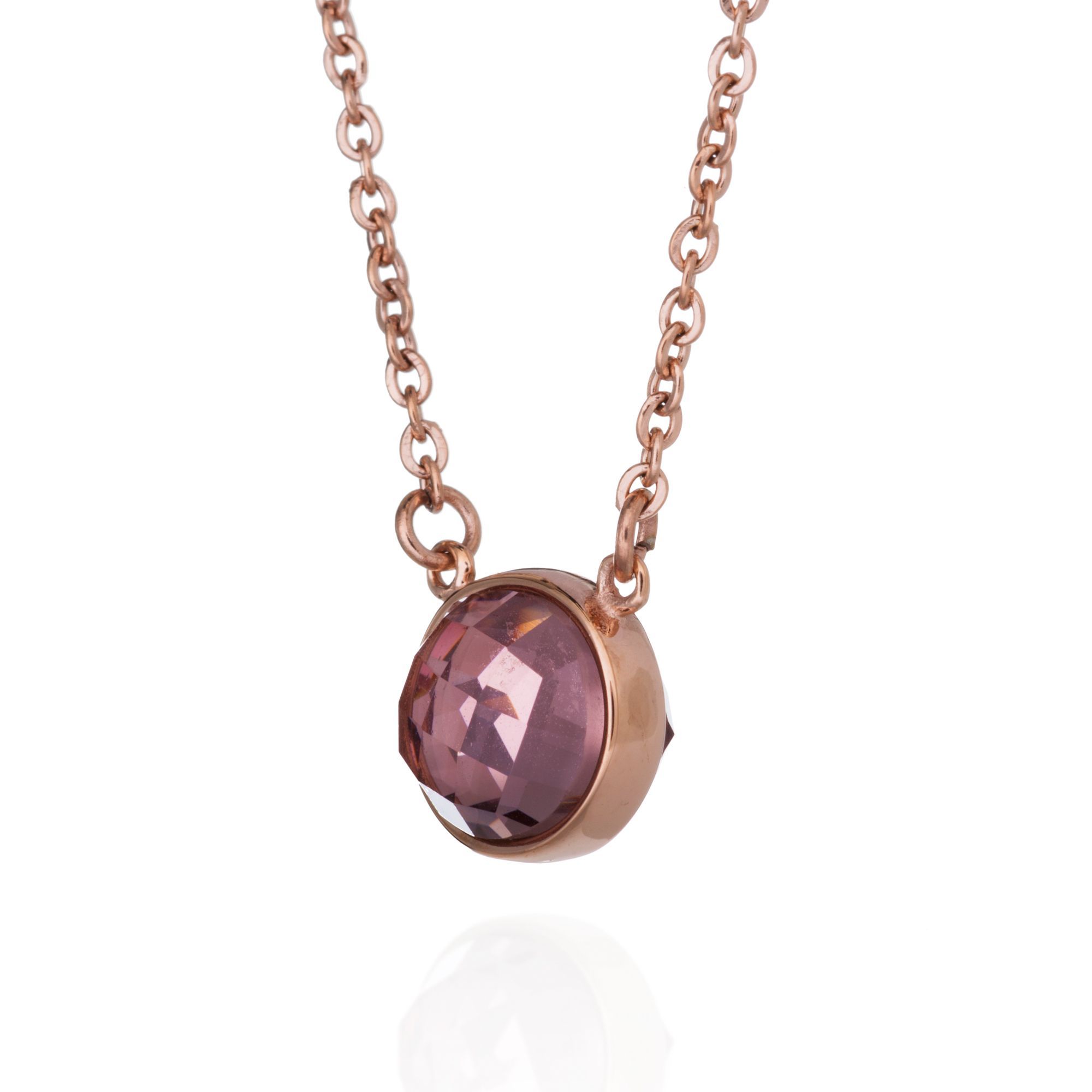 Devotion Signature Rose Gold Necklace, Dainty Violet Glass In Best And Newest Purple February Birthstone Locket Element Necklaces (View 10 of 25)