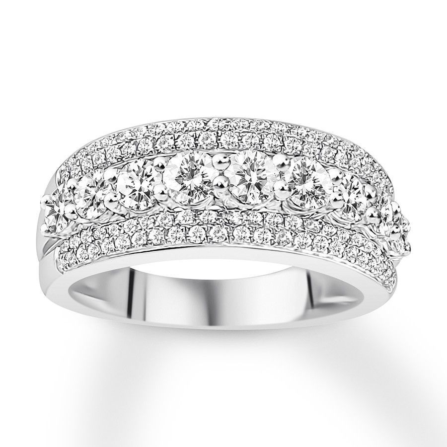 Diamond Anniversary Ring 1 1/2 Carats Tw 14k White Gold Inside Most Recently Released Baguette And Round Diamond Multi Row Anniversary Ring In White Gold (View 9 of 25)