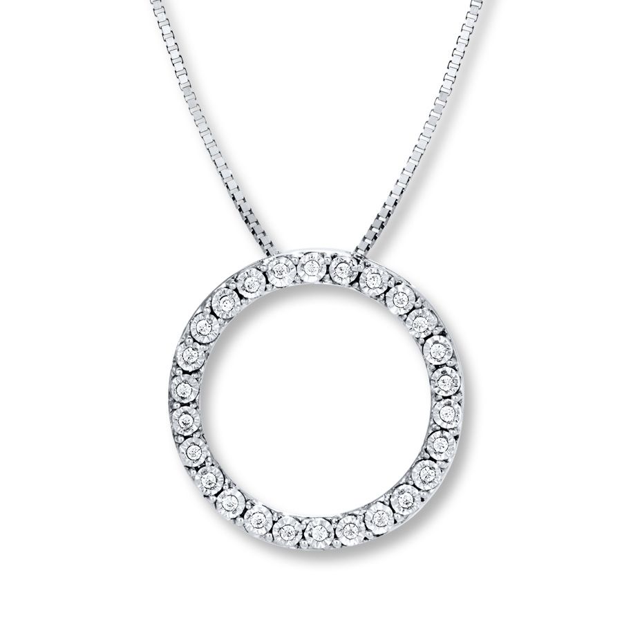 Diamond Circle Necklace 1/20 Ct Tw Round Cut Sterling Silver Intended For Most Recently Released Circle Of Sparkle Necklaces (View 4 of 25)
