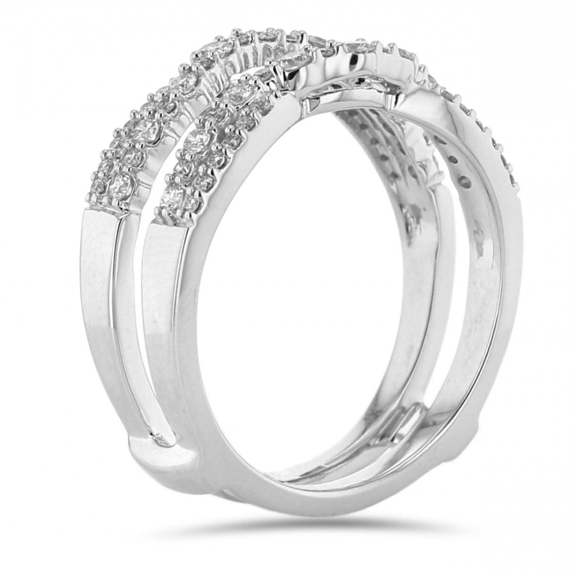 Diamond Cradle Wedding Band, Ring Enhancer, Curved Twist, 14k White Gold,   (View 21 of 25)
