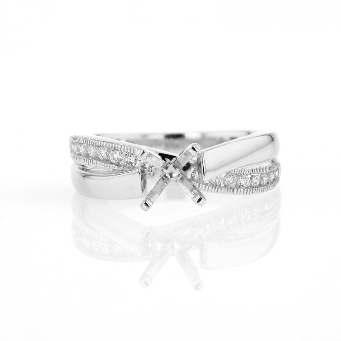 Diamond Engagement Ring Setting, Milgrain Twist Shank, 14k Gold,  (View 22 of 25)