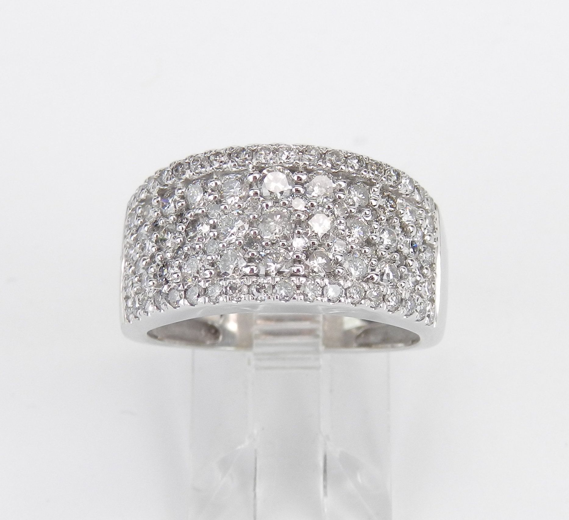 Diamond Fashion Ring, Diamond Cluster Ring, Wide Diamond Wedding Ring,  Diamond Anniversary Band, White Gold Diamond Band, Size  (View 5 of 25)