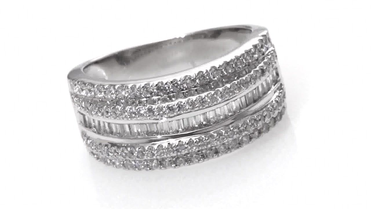 Diamond Multi Row Anniversary Ring In 10k White Gold, Women's, Size:  Regular Zales 3/4 For Latest Diamond Multi Row Anniversary Ring In White Gold (View 9 of 25)