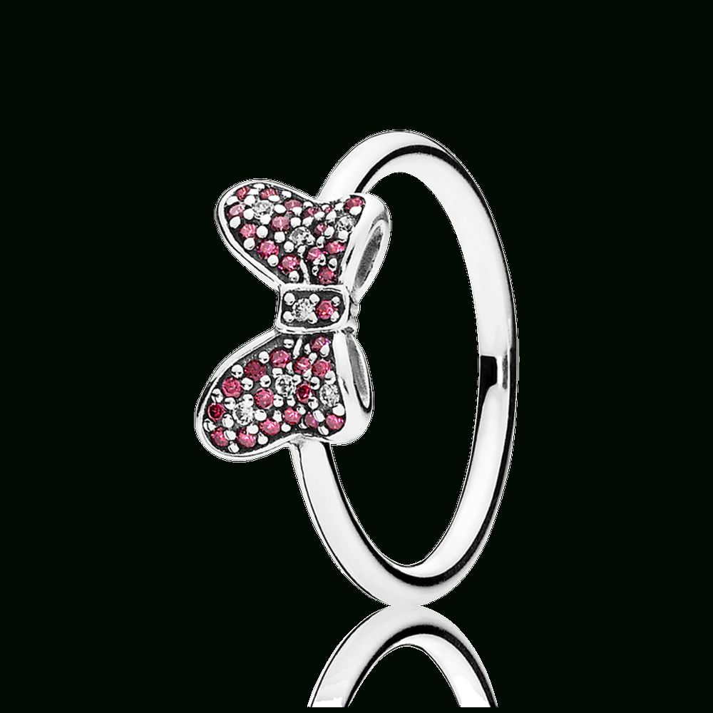 Disney, Minnie's Sparkling Bow Ring, Red & Clear Cz 190956czr Throughout Most Up To Date Disney Mickey Silhouette Rings (View 13 of 25)