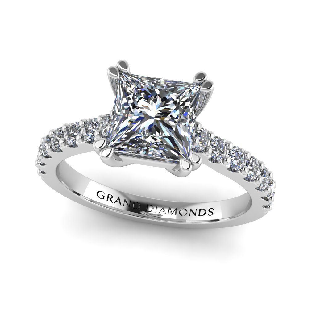 Double Clawed Princess Cut Pavé Ring With Newest Elegant Pavé Band Rings (View 17 of 25)