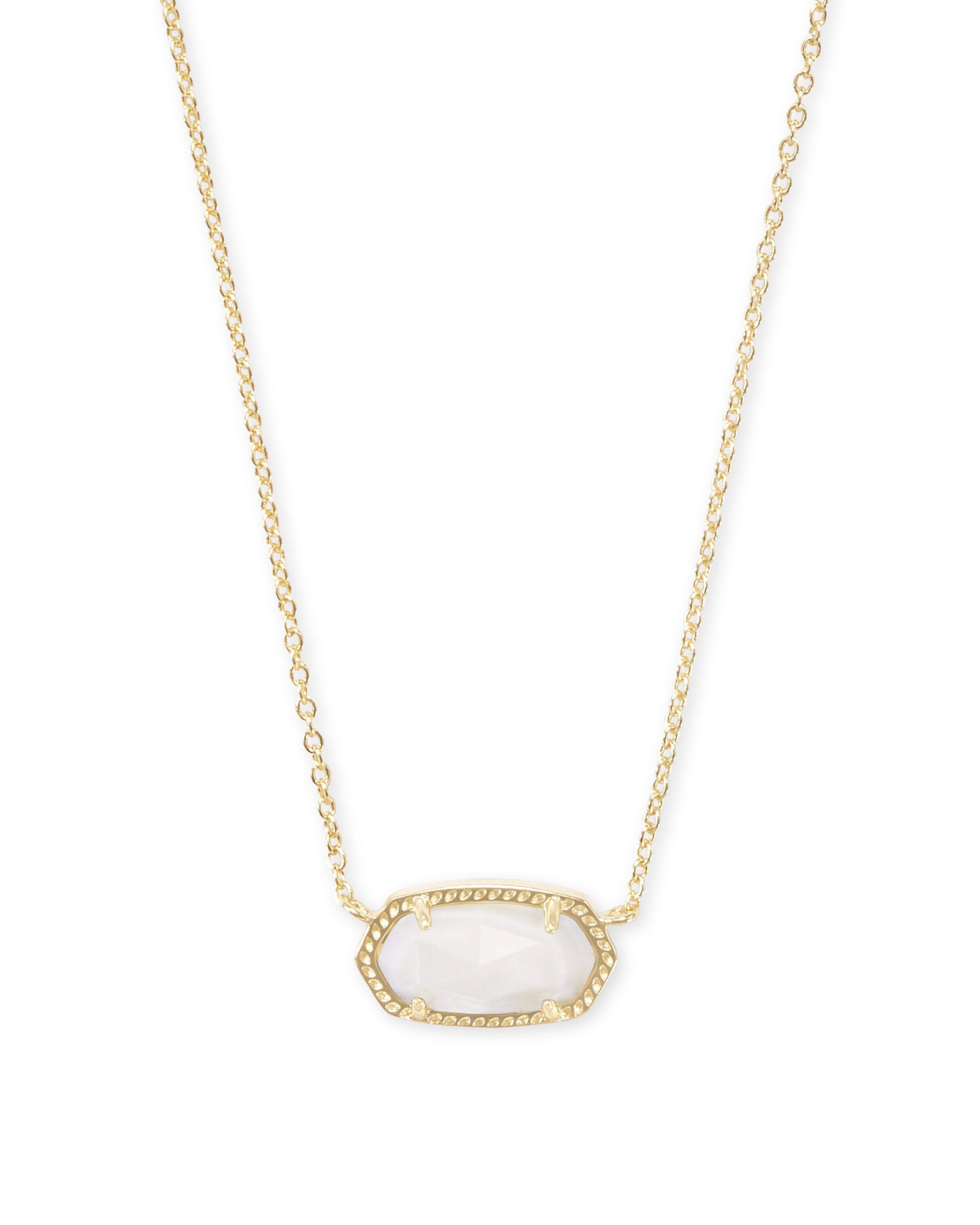 Elisa Gold Pendant Necklace In White Mother Of Pearl | Kendra Scott Pertaining To Most Popular Sparkling Teardrop Chandelier Pendant Necklaces (View 24 of 25)
