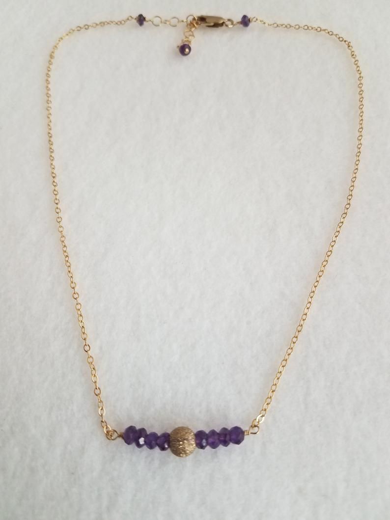 Faceted Amethyst Curved Bar Necklace/ Delicate Bar Necklace With Faceted  Amethyst/bar Necklace With Faceted Amethyst In 2020 Sparkling Curved Bar Necklaces (View 20 of 25)