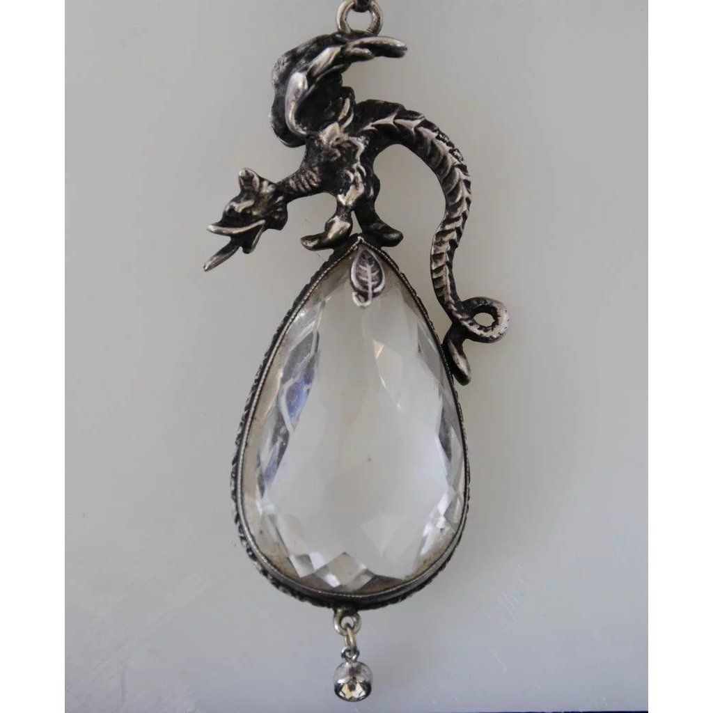 Finest Huge, Vintage Peruzzi Rock Crystal & Sterling Silver Necklace With Most Current Rock Crystal April Droplet Pendant Necklaces (View 22 of 25)