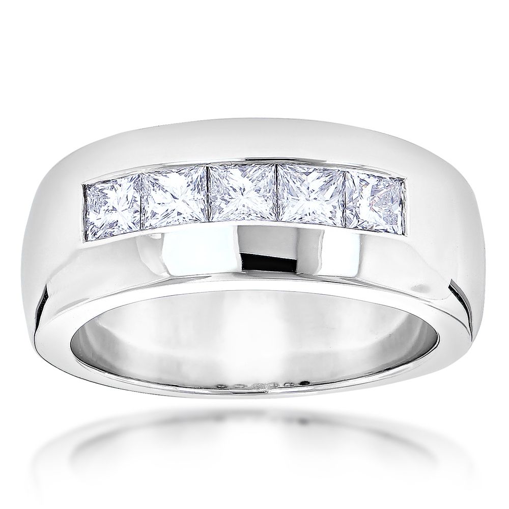 Five Stone 14k Gold Diamond Mens Wedding Ring  (View 17 of 25)