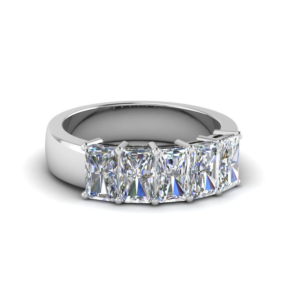 Five Stone Radiant Diamond Band 2 Ct With Regard To 2019 Diamond Five Stone Anniversary Bands In White Gold (View 2 of 25)