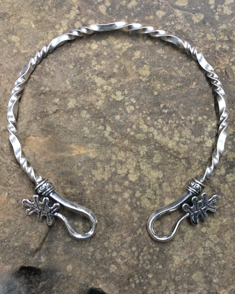 Forged Silver Oak Leaf Neck Ring With Regard To Current Oak Leaf Double Rings (View 7 of 25)