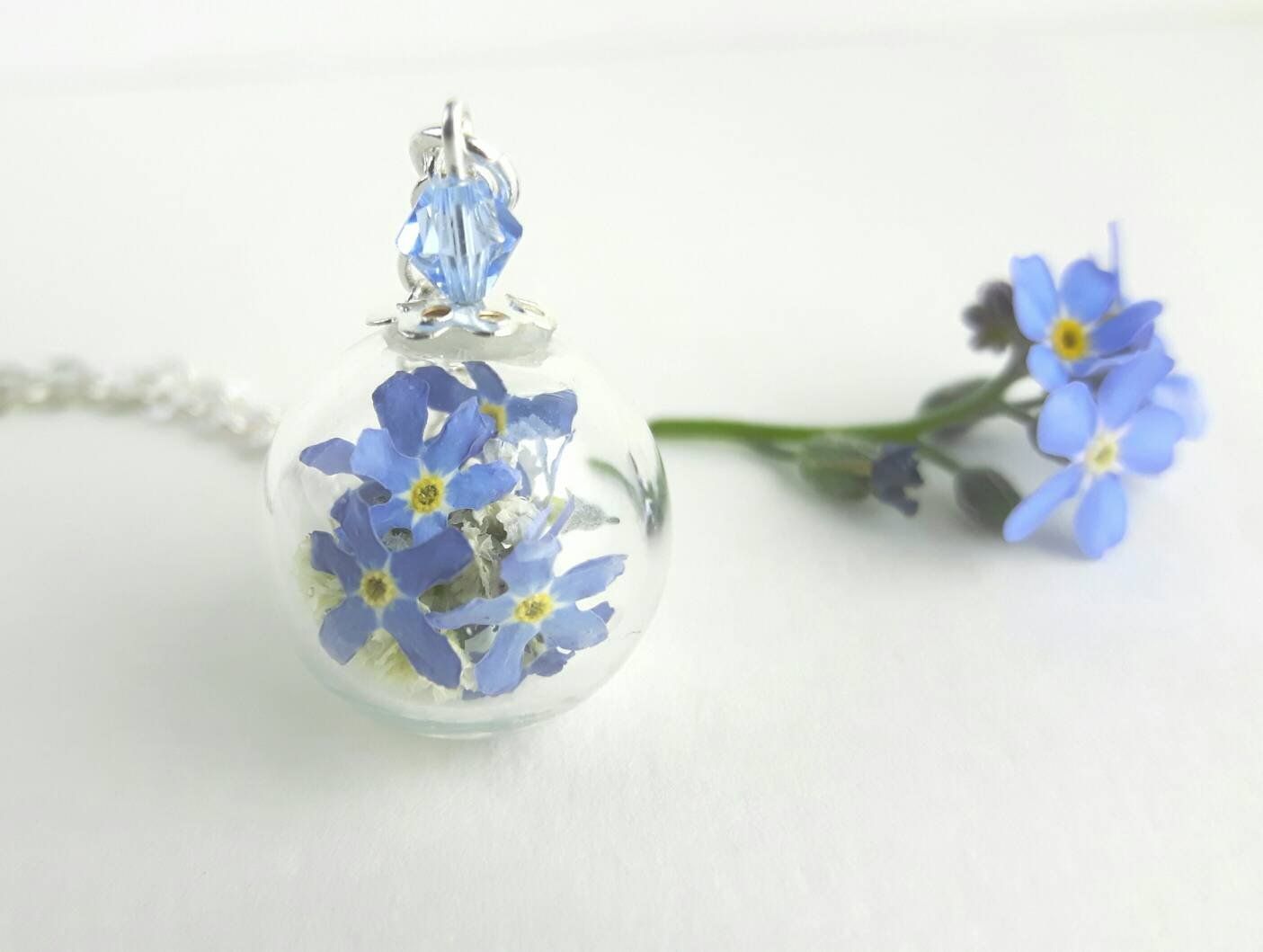 Forget Me Not Flower Necklace Intended For Newest Forget Me Not Necklaces (View 14 of 25)