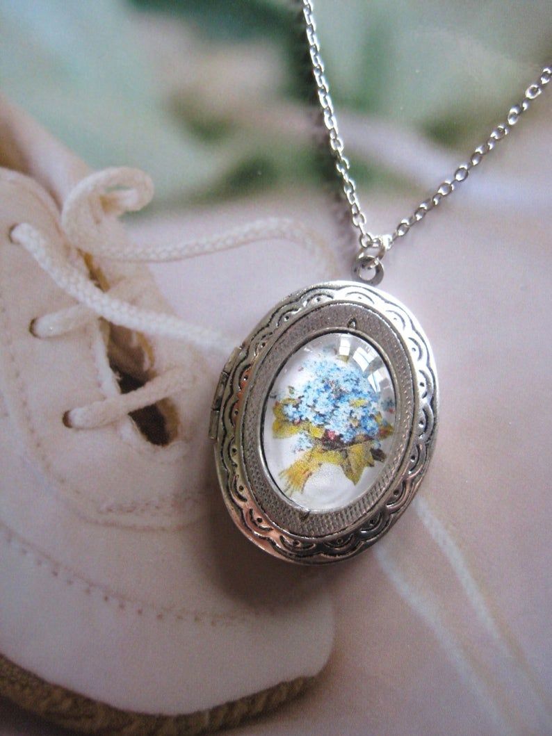 Forget Me Not Locket Necklace, Bereavement Gift, Condolence Gift, Infant  Loss, Sympathy Gift, Miscarriage Gift, Miscarriage Jewelry Inside Newest Forget Me Not Necklaces (View 22 of 25)