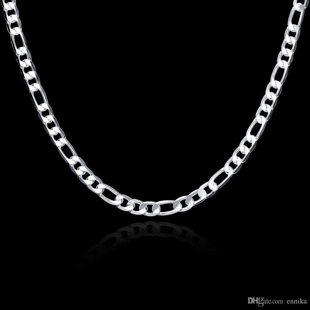 Free Shipping Vogue Men S 925 Silver Curb Chain Necklace 6mm 20inch  ,fashion Silver Jewelry Necklaces 15pcs N032 For Latest Curb Chain Necklaces (View 12 of 25)