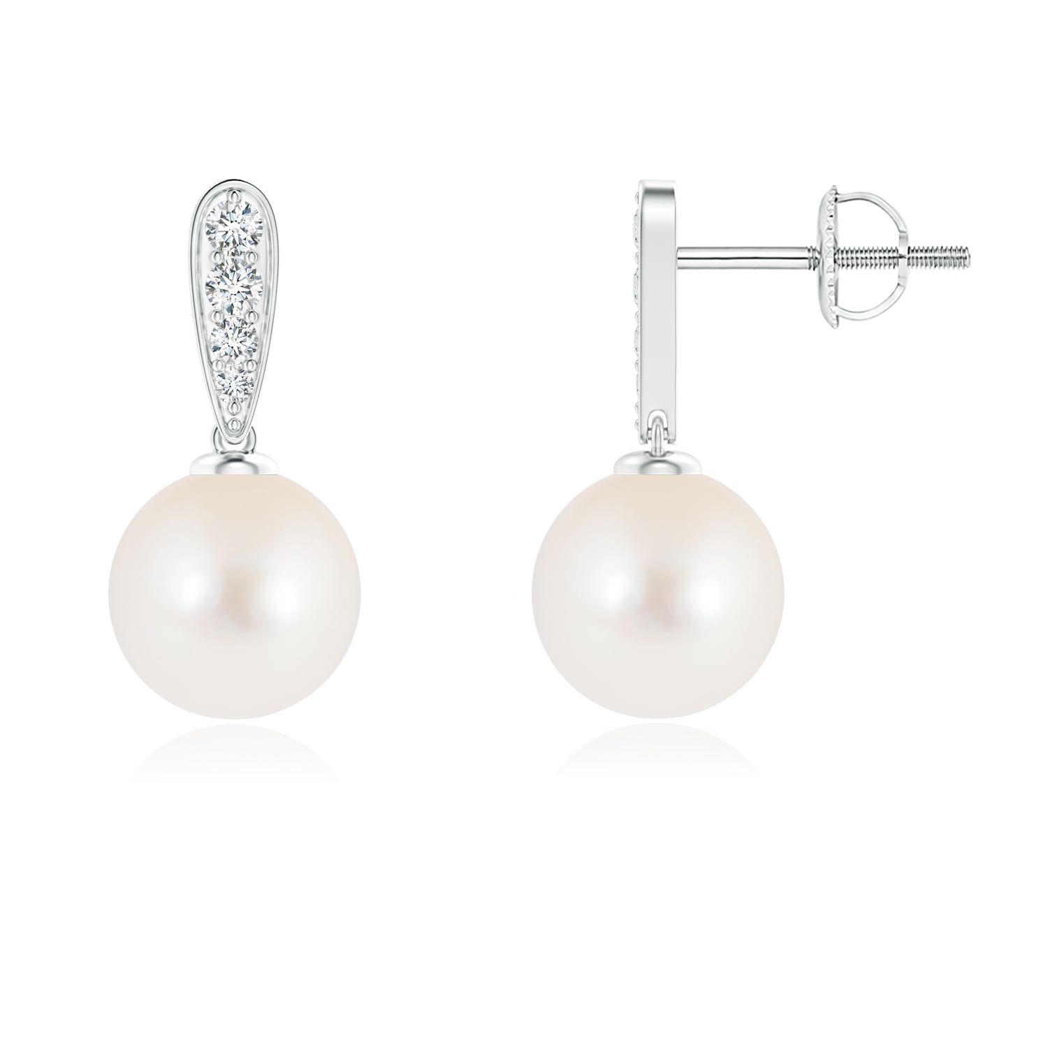 Freshwater Cultured Pearl And Diamond Dangle Earrings Inside Best And Newest Dangling Freshwater Cultured Pearl Rings (View 2 of 25)