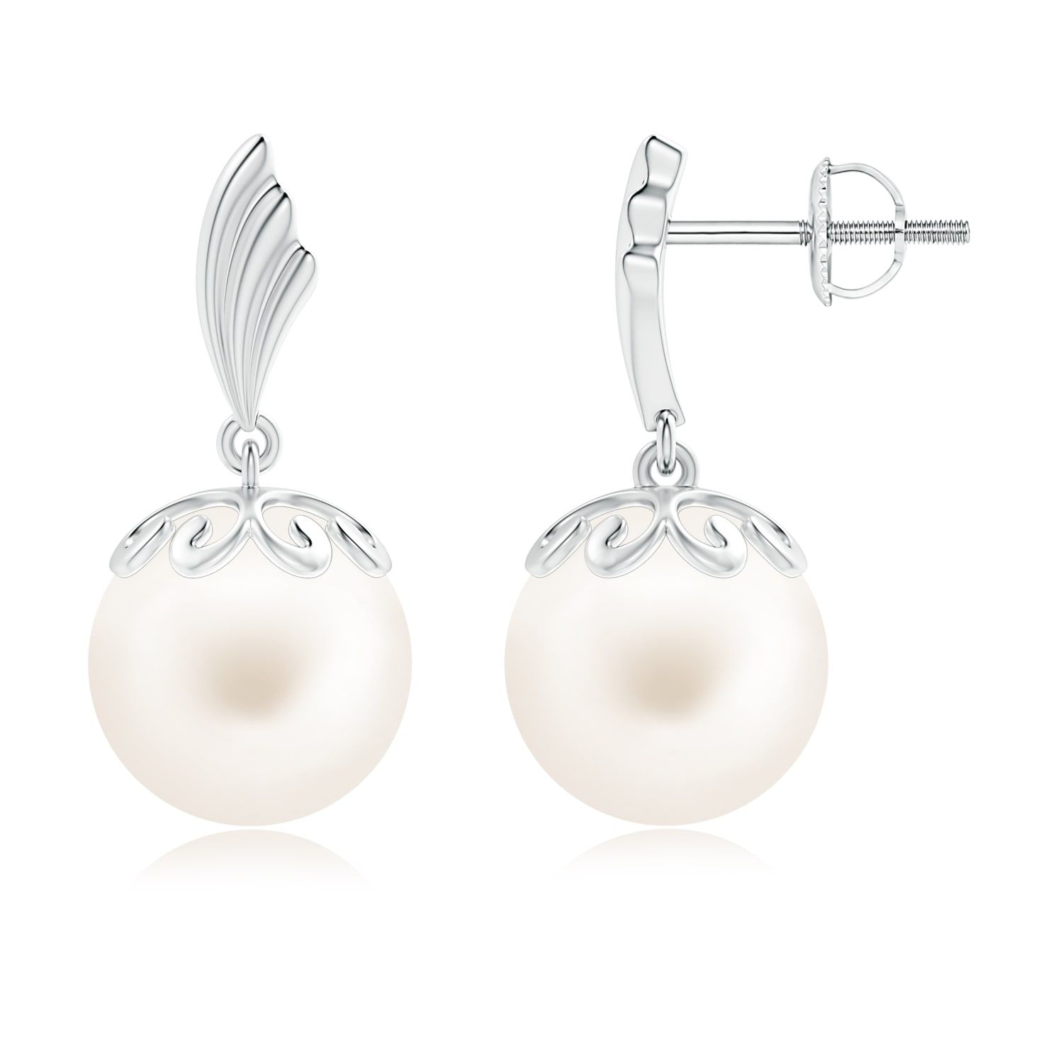 Freshwater Cultured Pearl Dangle Earrings With Wing Motif For Current Dangling Freshwater Cultured Pearl Rings (View 7 of 25)