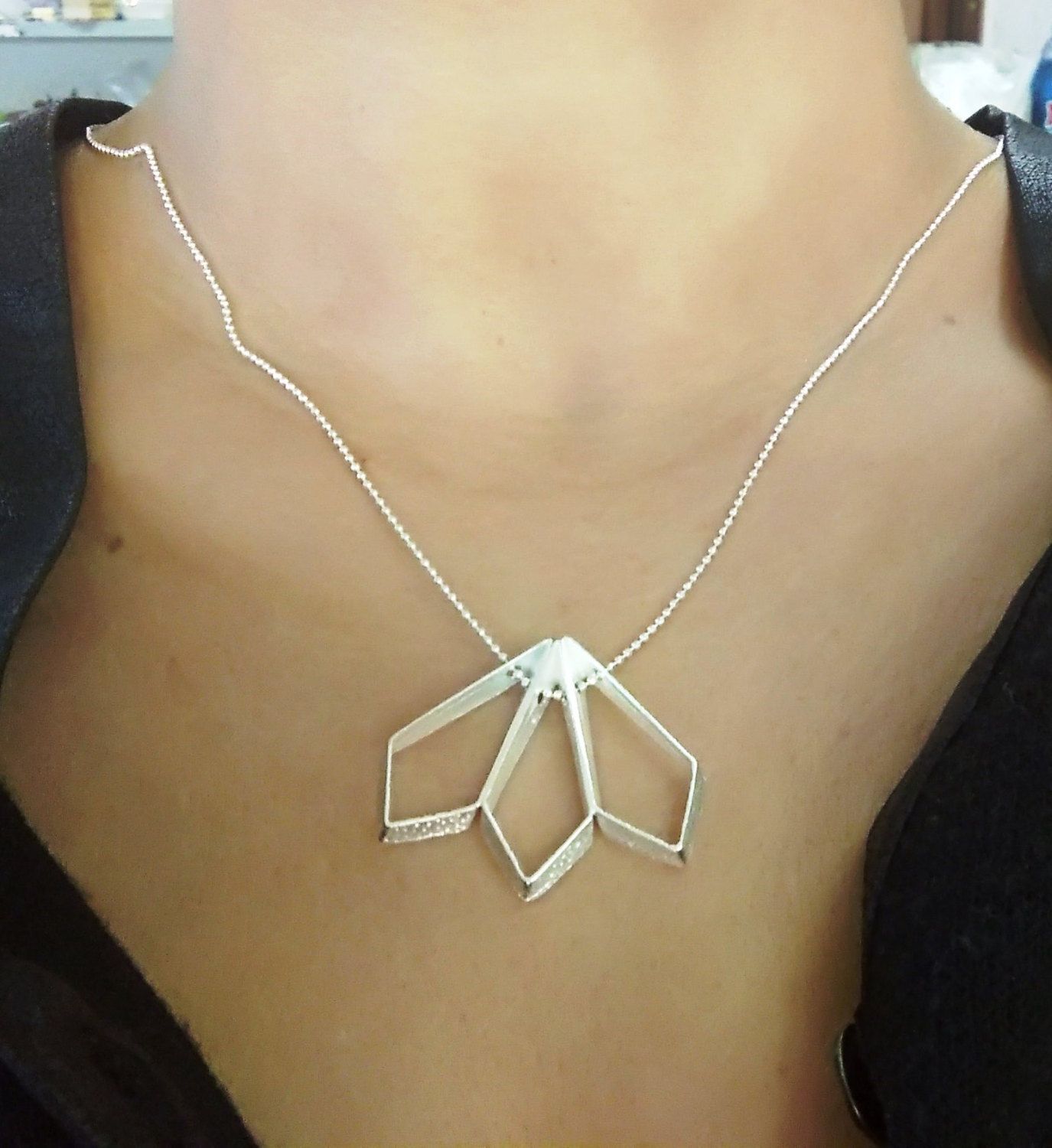 Geometric Necklace, Silver Necklace, Designer Jewelry, Chain With Straight  Lines, Necklace With Triangle, Trendy Jewelry, Best Seller, Sale Intended For Most Popular Geometric Lines Necklaces (View 15 of 25)