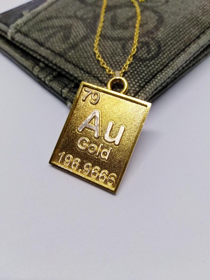 Gold Element Pendant, Au Gold Symbol Pendant, Gold Element Necklace, Au  Symbol Necklace, Periodic Table Necklace, Au Sumbol Jewelry Pertaining To Newest Bee Locket Element Necklaces (View 4 of 25)