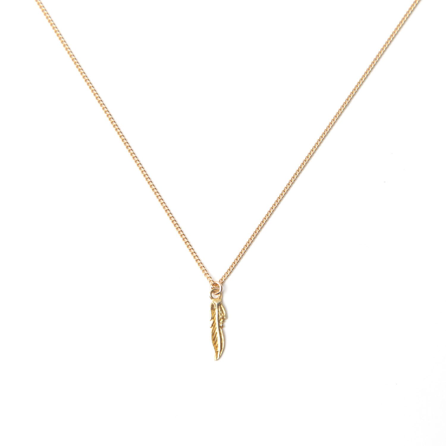 Gold Single Feather Pendant Necklace Throughout 2020 Single Feather Pendant Necklaces (View 1 of 25)