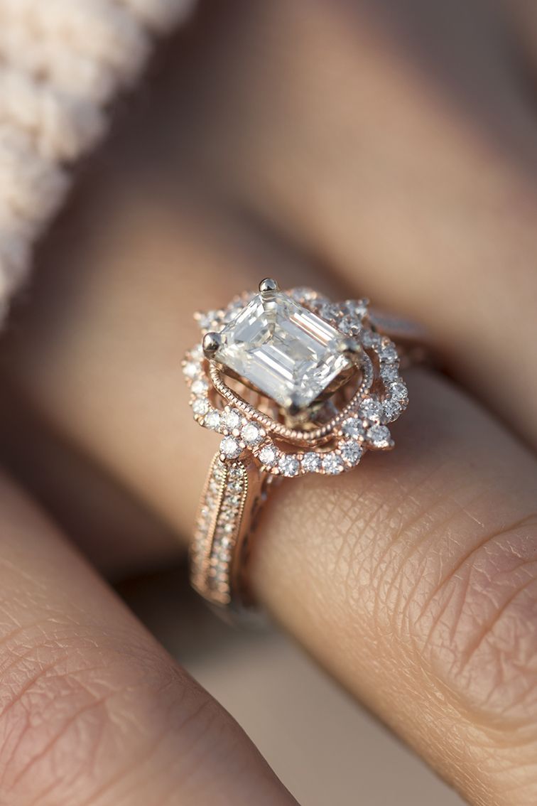 Halo Vintage Engagement Ring In 18k Rose Gold | Wedding Planner In Throughout Most Up To Date Classic Sparkle Halo Rings (View 12 of 25)