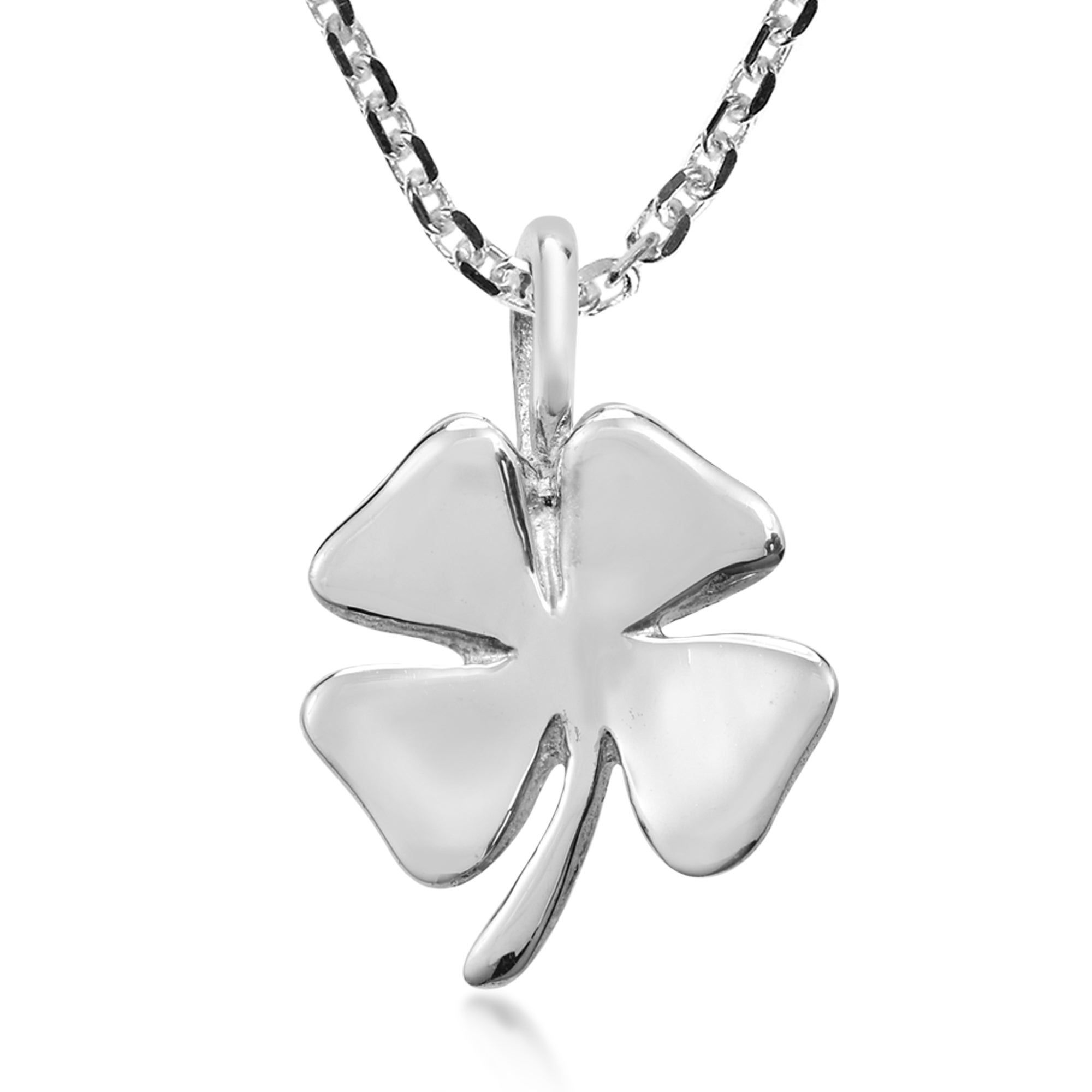 Handmade Shiny Lucky Sterling Silver Four Leaf Clover Pendant Necklace  (thailand) In Current Shining Leaf Pendant Necklaces (View 10 of 25)