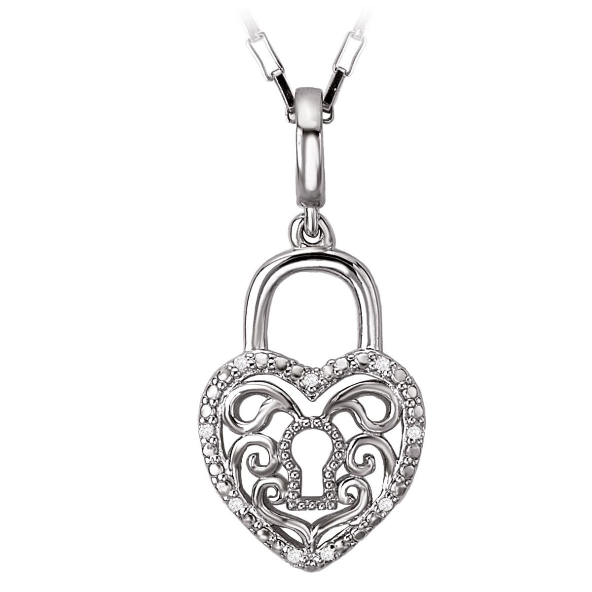 Heart Lock Pendant With Diamond Accents For Best And Newest Heart Shaped Padlock Necklaces (View 21 of 25)
