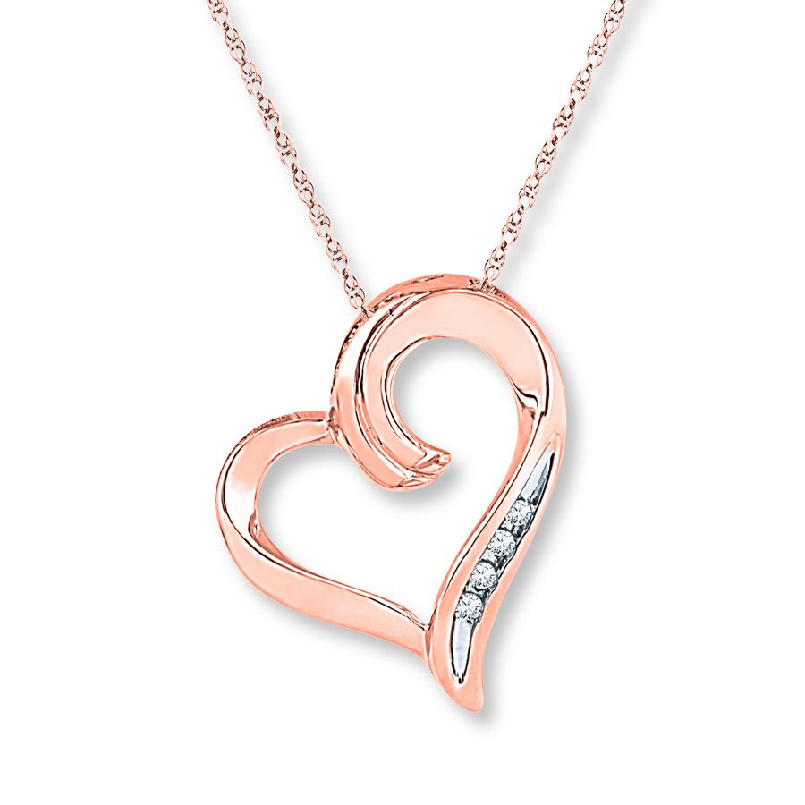 Heart Necklace Diamond Accents 10k Rose Gold With Regard To Most Current Joined Hearts Necklaces (View 12 of 25)
