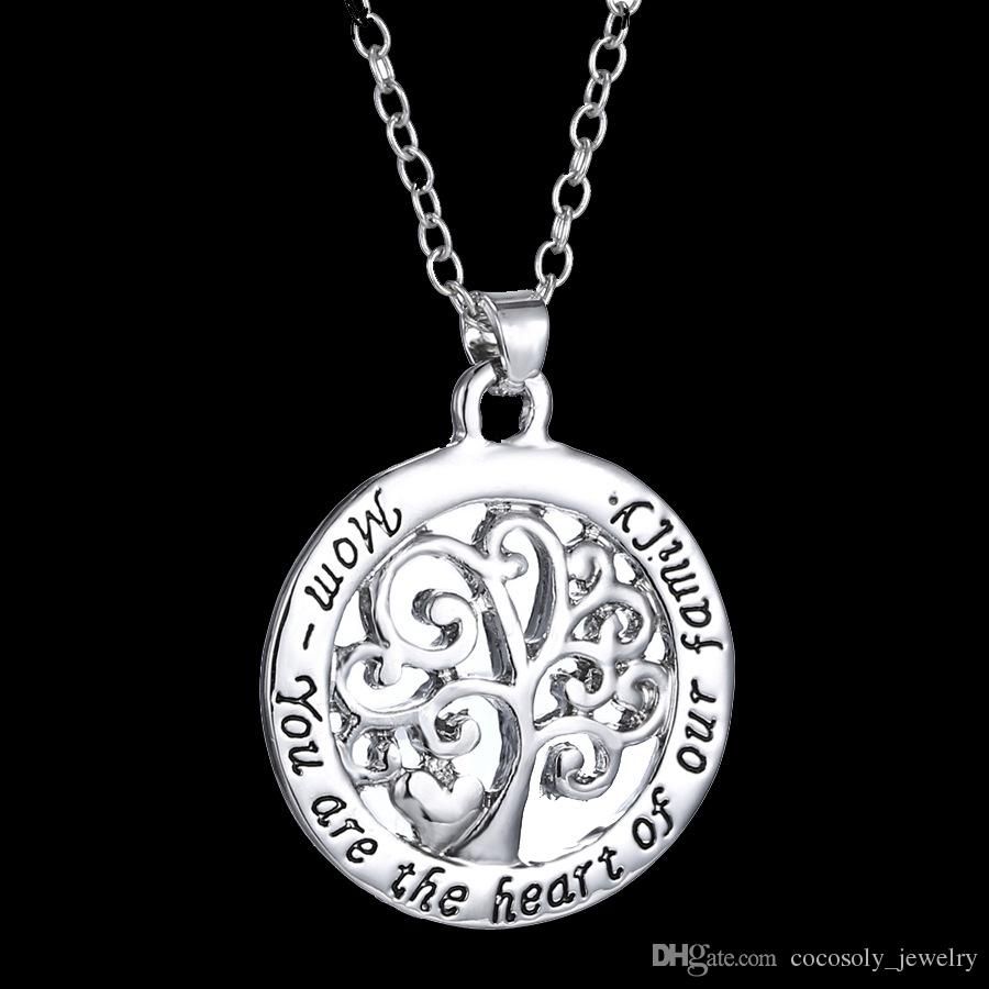 Hot Mom You Are The Heart Of Our Family Family Tree Of Life Chain Necklace  Fashion Pendant Necklaces 24inches With Regard To 2019 Family Tree Heart Pendant Necklaces (View 12 of 25)