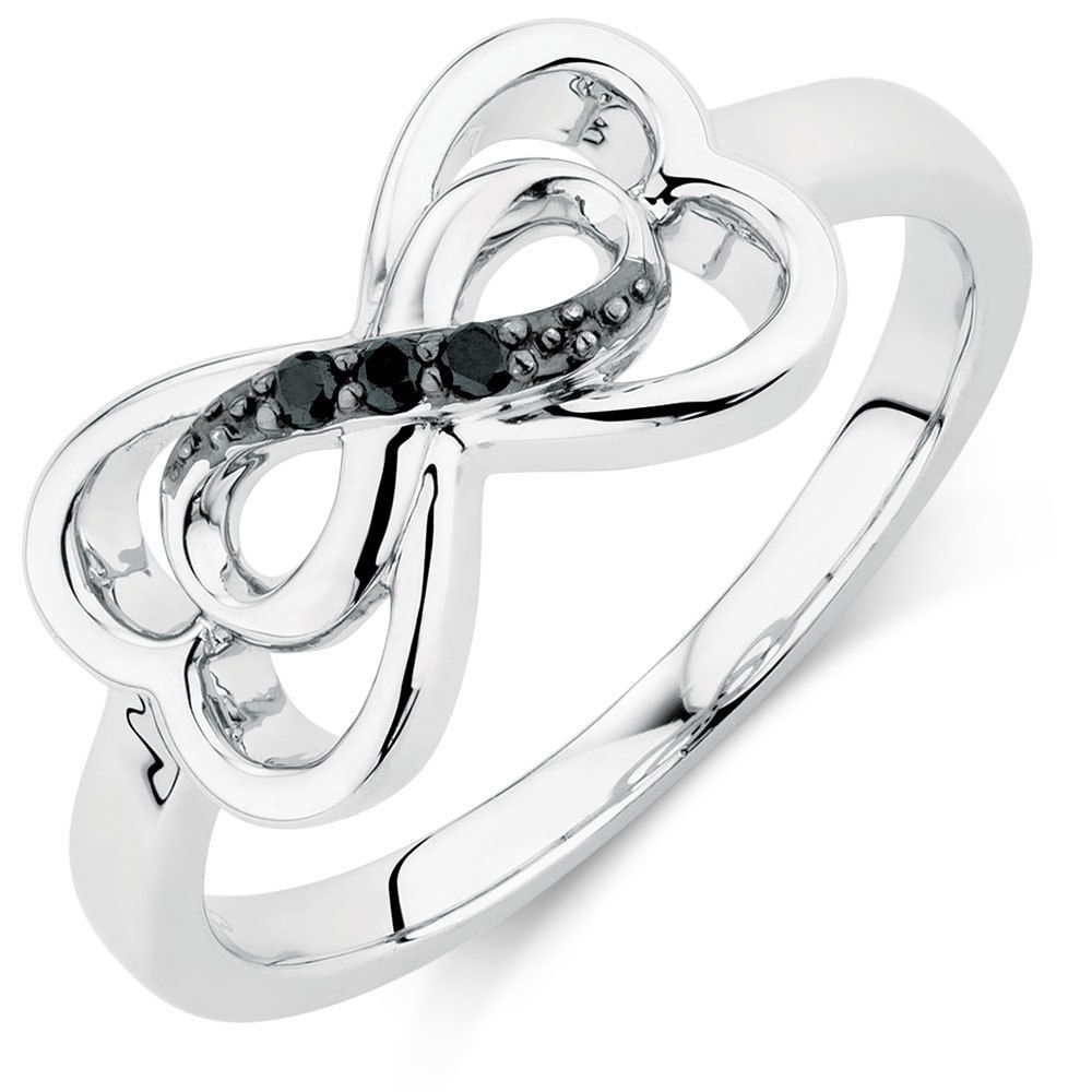 Infinitas Ring With Enhanced Black Diamonds In Sterling Silver With Regard To Most Popular Enhanced Black And White Diamond Anniversary Bands In Sterling Silver (View 13 of 25)