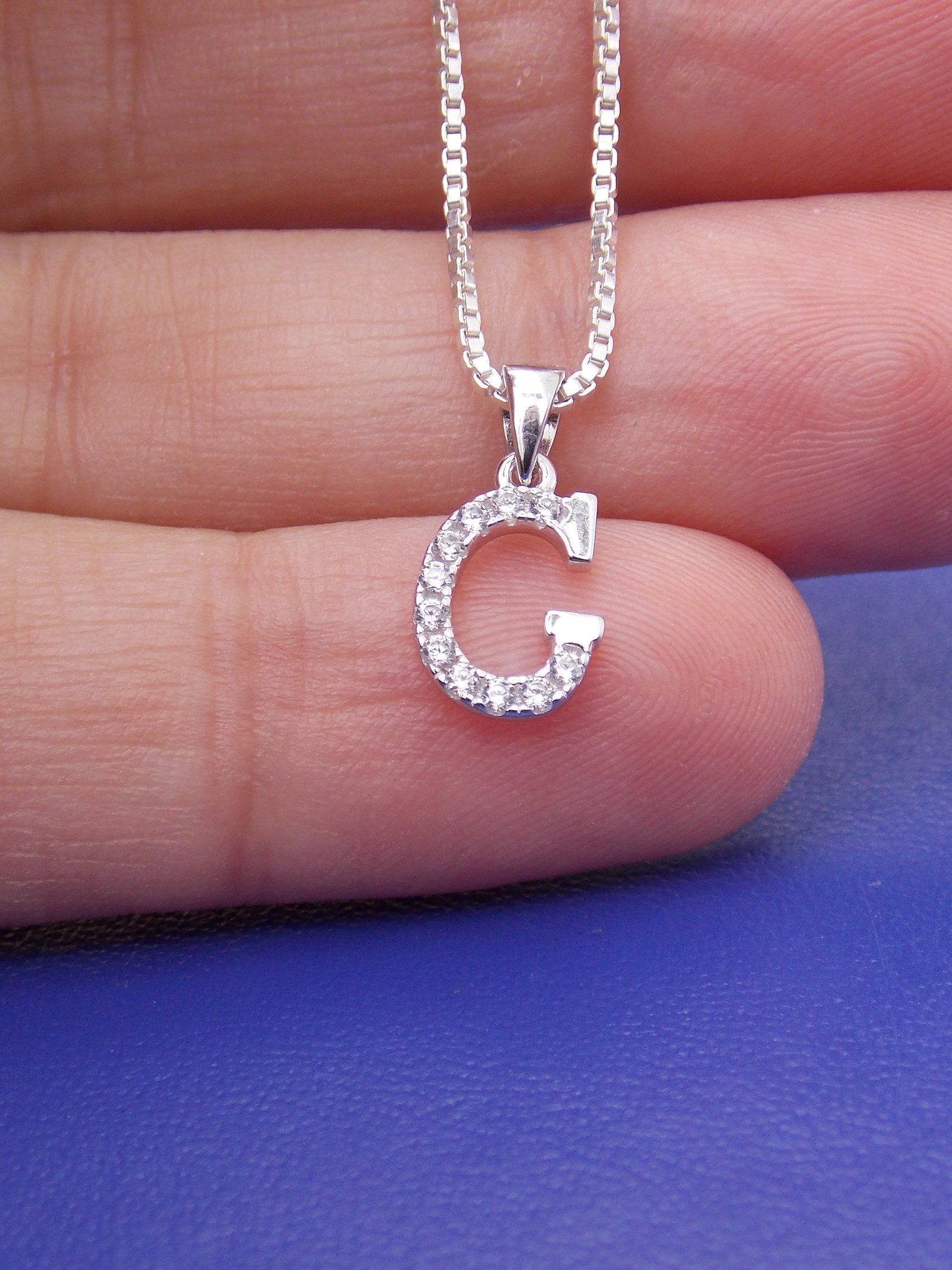 Initial G Necklace, Letter G, Letter G Necklace, Monogram G, Letter G  Pendant, G Charm, G Jewelry, Alphabet, Cubic Zirconia, Stampsink For Best And Newest Letter L Alphabet Locket Element Necklaces (View 21 of 25)