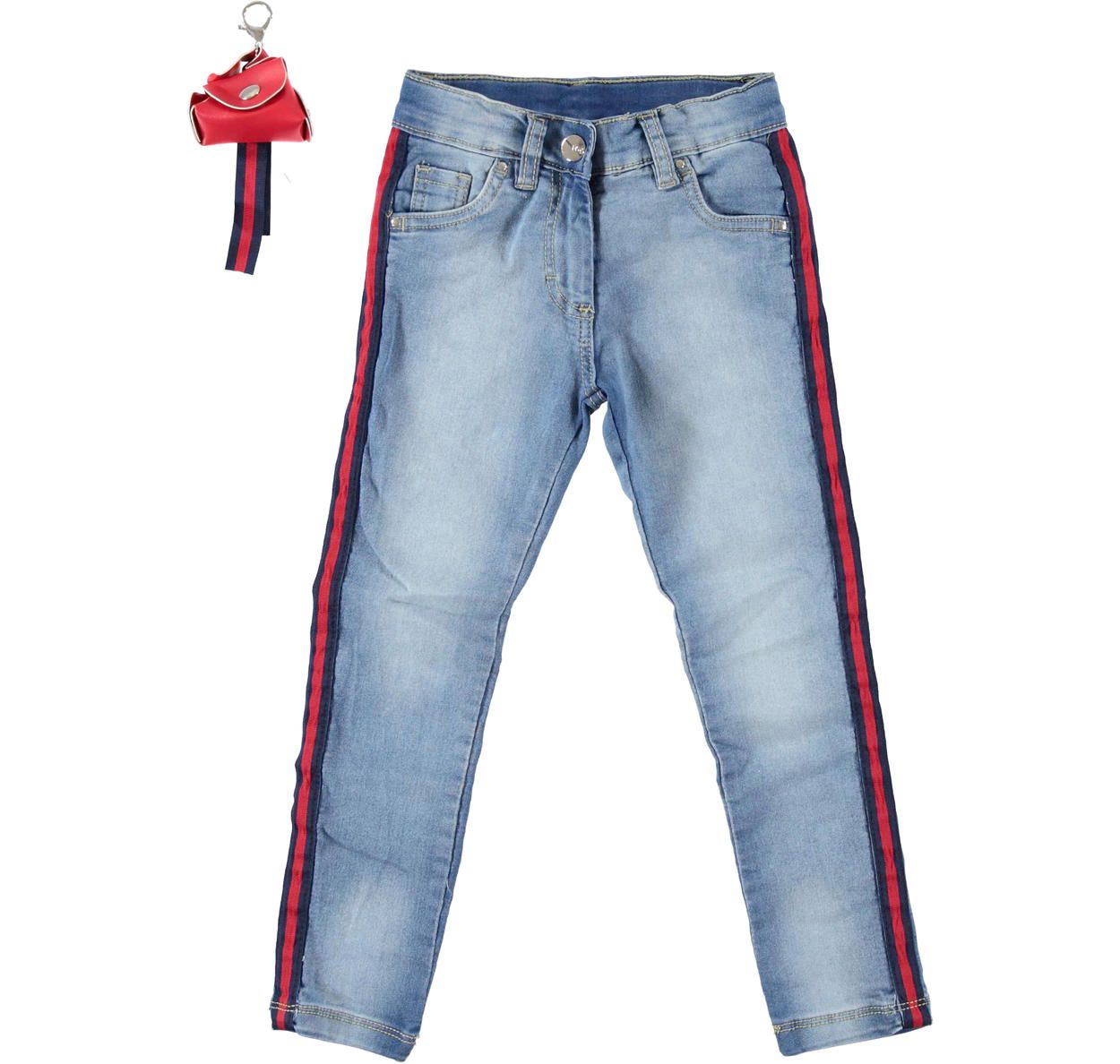 Jeans With Stripes And Key Ring For Girl From 6 To 16 Years – Ido – Ido With Regard To Most Recently Released Blue Stripes &amp; Stones Rings (View 22 of 25)
