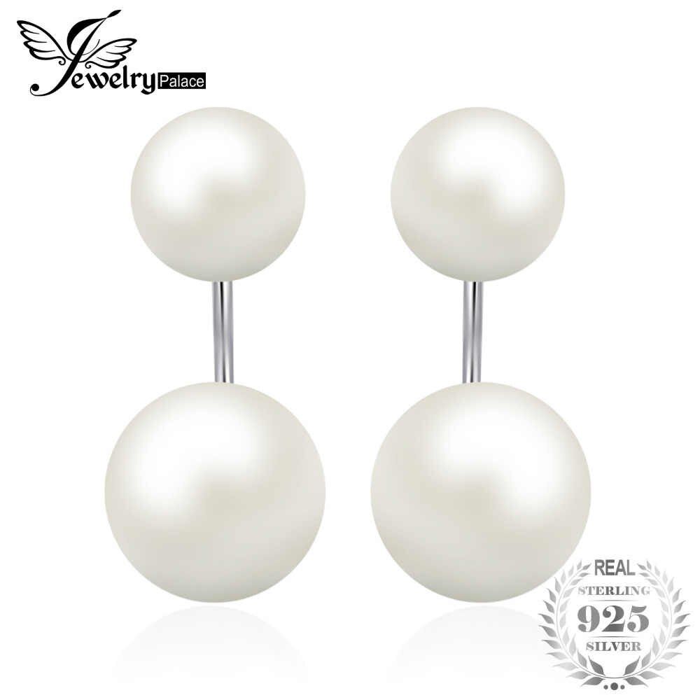 Jewelrypalace 6 8mm Freshwater Cultured Pearl Button Ball Dangle Front And  Back Earrings 925 Sterling Silver For Most Current Dangling Freshwater Cultured Pearl Rings (View 8 of 25)