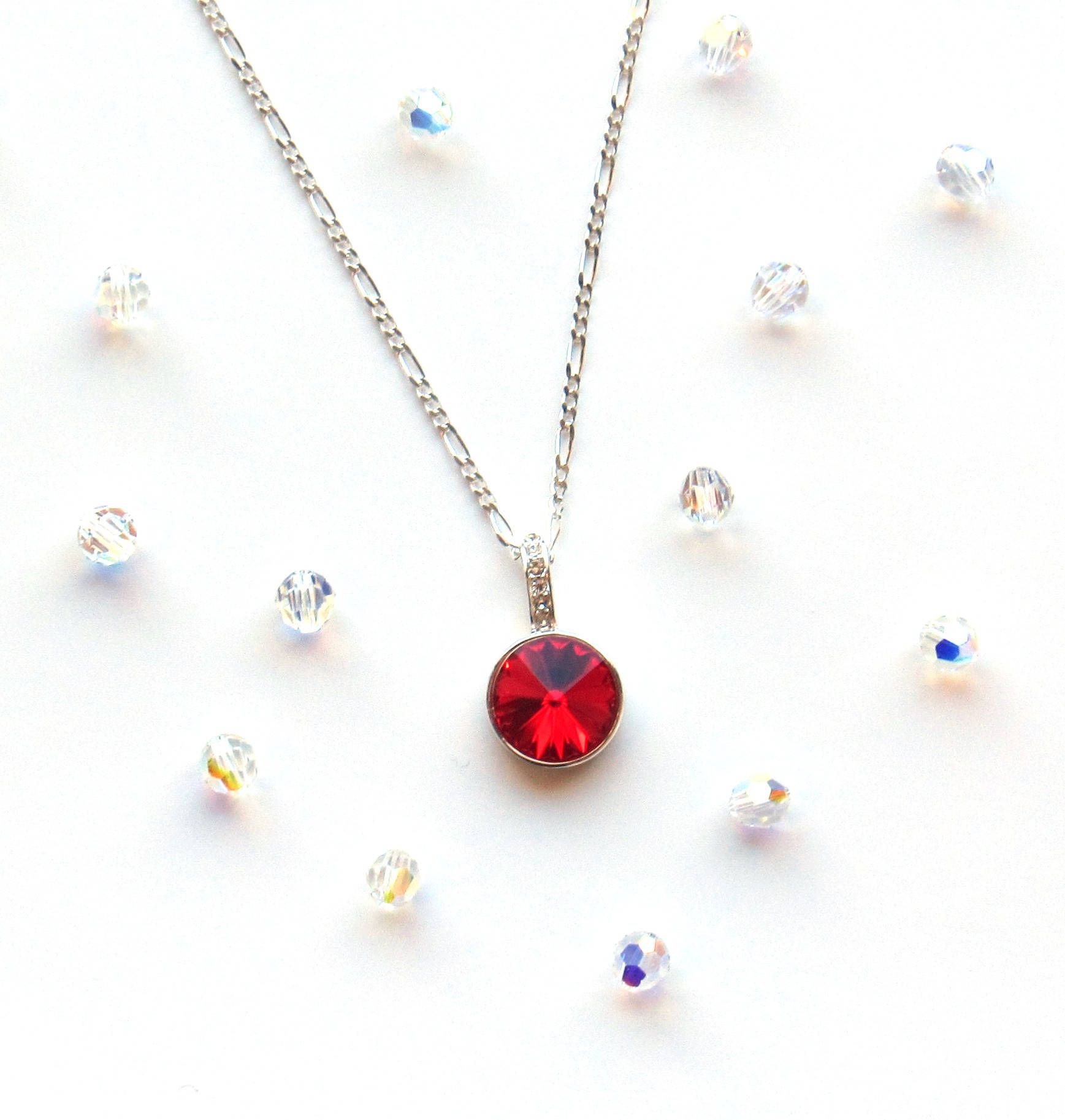 July Birthstone Necklace, Swarovski Jewelry, Gift For Her, Red Pendant  Necklace, Red Crystal Necklace, Gift For Girlfriend, July Birthday With 2019 Red July Birthstone Locket Element Necklaces (View 5 of 25)