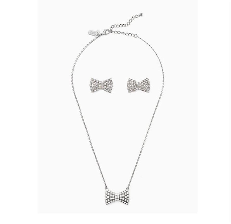 Kate Spade Silver Sparkling Bow Mini Pendant And Studs In Necklace 55% Off  Retail Intended For Most Current Sparkling Bow Necklaces (View 7 of 25)