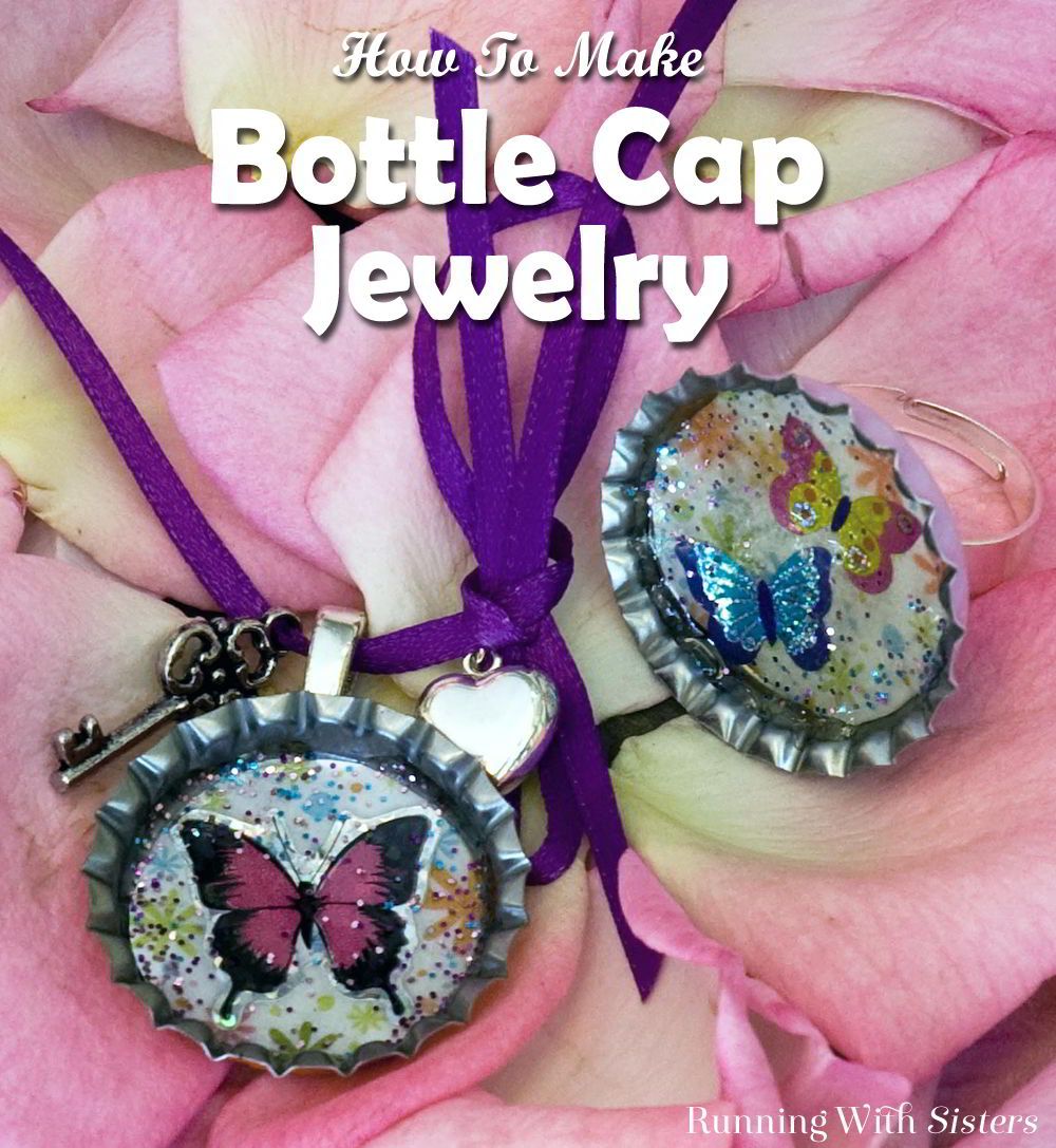 Kid Craft! Butterfly Bottle Cap Ring & Necklace – Running With Sisters Within Best And Newest Sparkling Butterfly Rings (View 22 of 25)