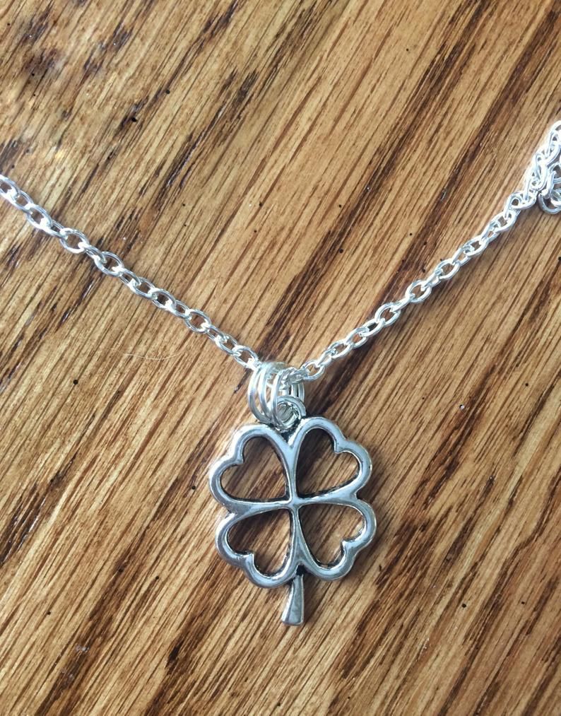 Lady's 4 Leaf Clover Lucky Charm Pendant, Silver Four Leaf Clover Necklace,  Lucky Friendship Teen Jewelry, Magnetic Clasp, Bohemian Jewelry Throughout Most Recently Released Lucky Four Leaf Clover Dangle Charm Necklaces (View 12 of 25)