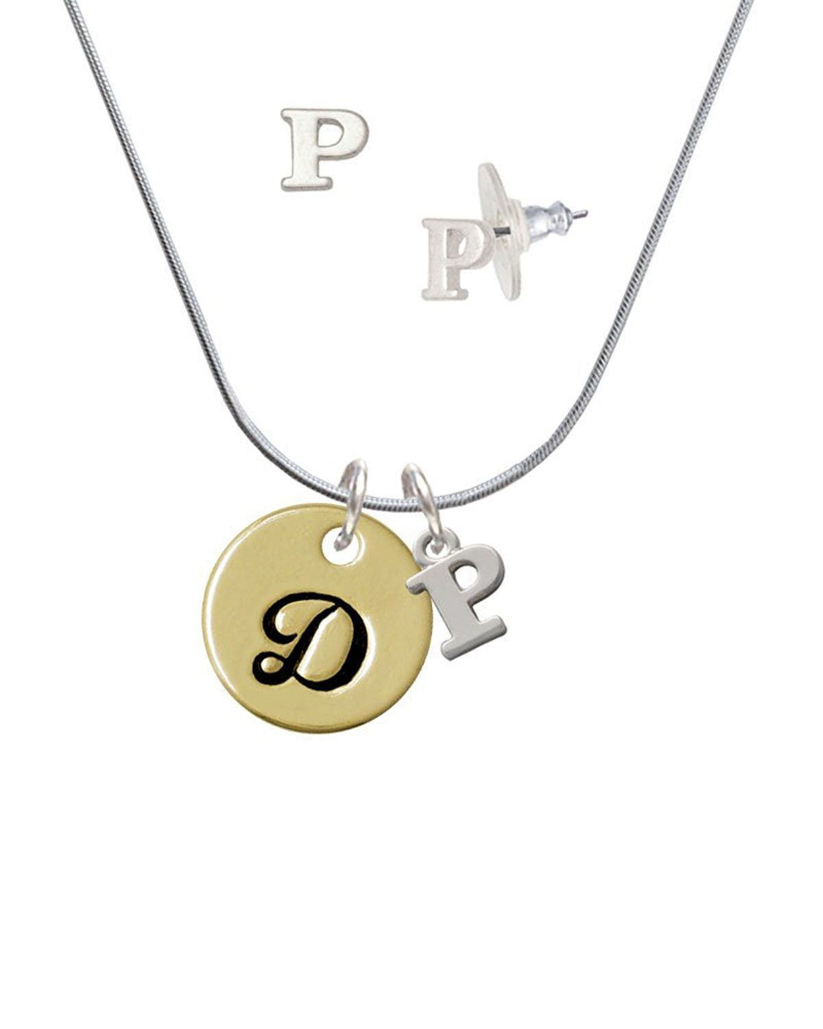 Large Gold Tone Disc Letter – D – 3/4'' – P Initial Charm Necklace Throughout Most Recent Letter P Alphabet Locket Element Necklaces (View 2 of 26)