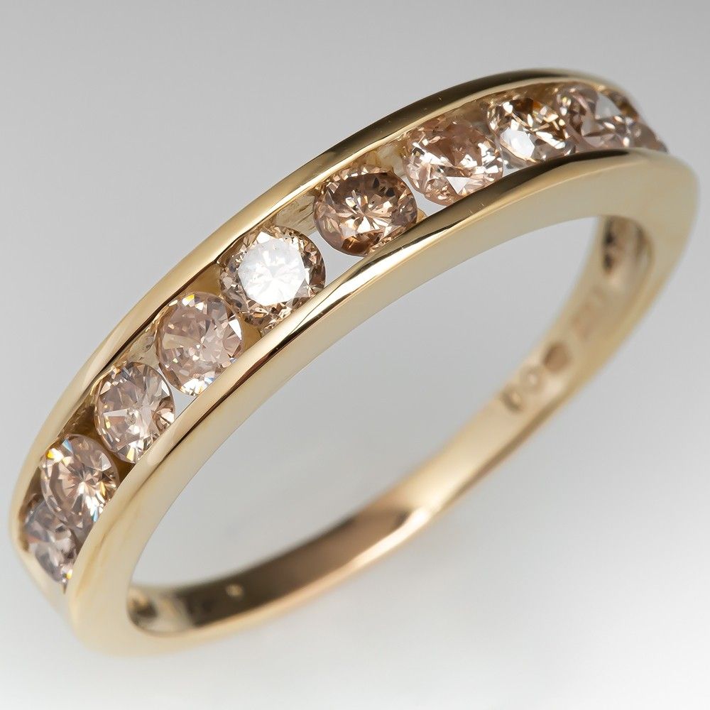 Light Champagne Diamond Wedding Band 1/2 Carat 14k Intended For Most Current Champagne Diamond Anniversary Bands In White Gold (View 7 of 25)