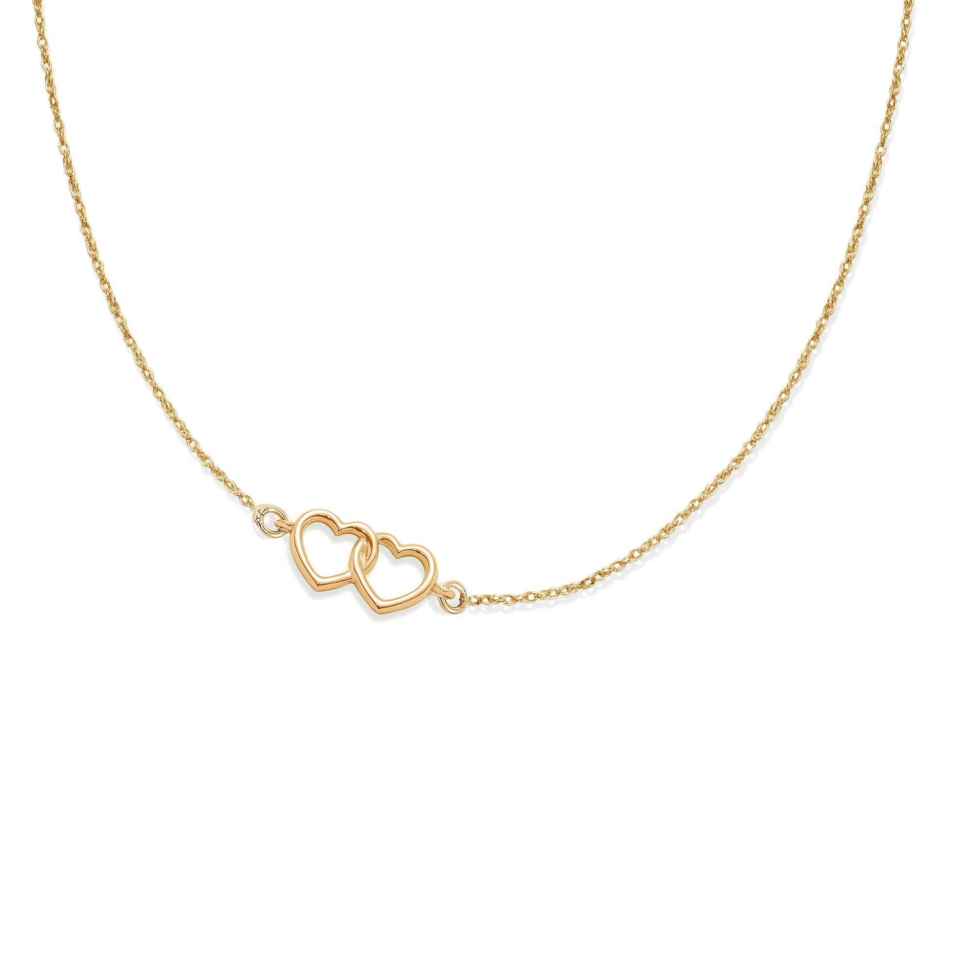 Lilou – Necklace With Gold Plated Joined Hearts On A Chain With Most Popular Joined Hearts Chain Necklaces (View 2 of 25)