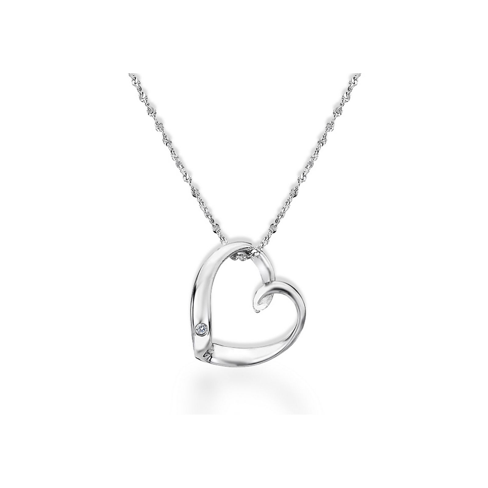 Lily And Lottie Designer Classic Silver And Diamond Open Heart Necklace Inside Current Sparkling Open Heart Necklaces (View 8 of 25)